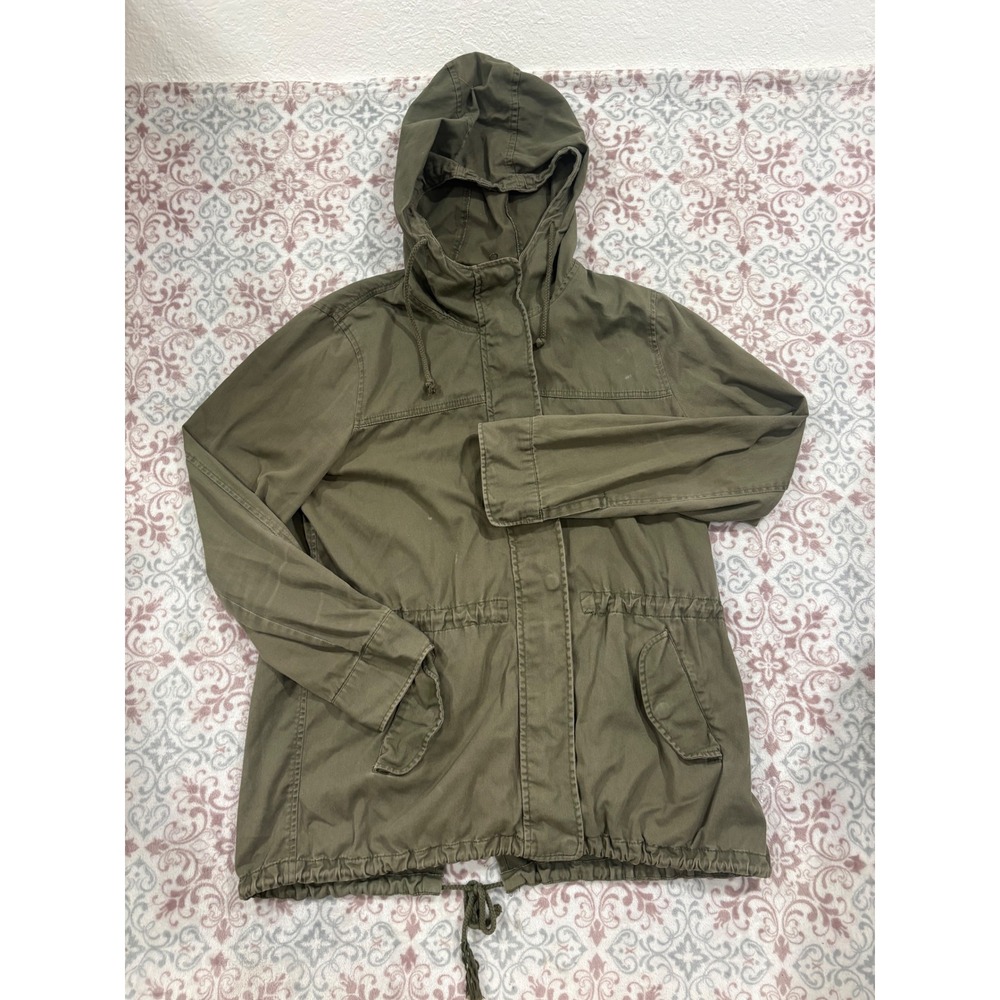 Arizona Jean Co Olive Green Utility Jacket Hooded Cotton Field Coat XL
